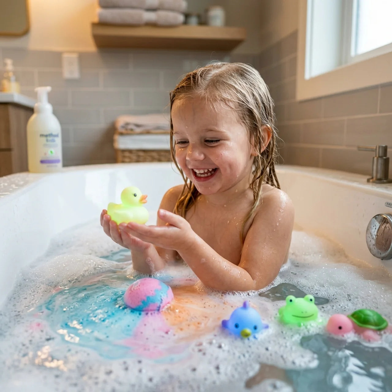 Surprise Bath Bombs with Hidden Glow Toys